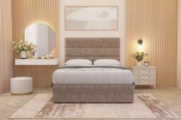 Somnior Chambery Tweed Fabric Hybrid Pocket Sprung Orthopaedic Divan Bed Set with 2 Drawers & Upholstered Headboard in Brown - Size: King - thumbnail 4