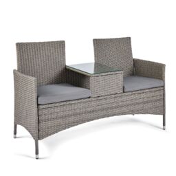 VonHaus 2 Person Rattan Love Seat for Garden in Grey