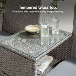 VonHaus 2 Person Rattan Love Seat for Garden in Grey - thumbnail 4