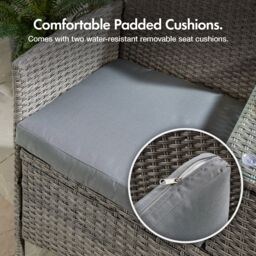 VonHaus 2 Person Rattan Love Seat for Garden in Grey - thumbnail 5
