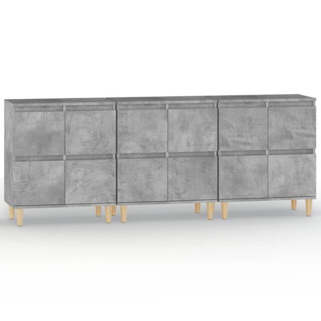 Berkfield Home Sideboards 3 pcs Concrete Grey 60x35x70 cm Engineered Wood - Size: 60 x 35 x 70 cm - image 1