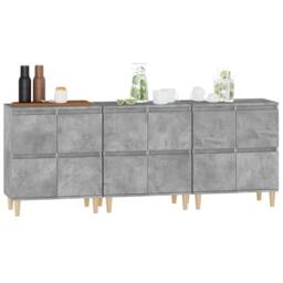 Berkfield Home Sideboards 3 pcs Concrete Grey 60x35x70 cm Engineered Wood - Size: 60 x 35 x 70 cm - thumbnail 4