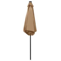Berkfield Home Parasol with LED Lights & Aluminium Pole 270 cm Taupe in Grey - thumbnail 4