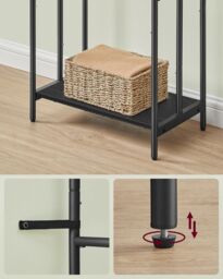 SONGMICS Compact 3-Bar Freestanding Towel Rack 2 Hooks Storage Shelf in Black - thumbnail 6