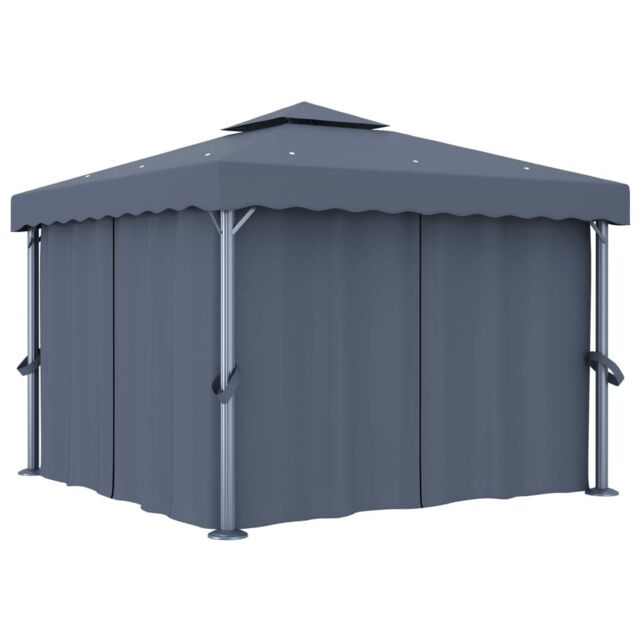Berkfield Home Gazebo with Curtain 3x3 m Anthracite Aluminium in Black - image 1