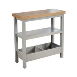 Home Source Side Table Grey 36mm Oak Effect Top Storage Shelves Home Organiser in Light Grey - thumbnail 6