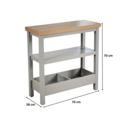 Home Source Side Table Grey 36mm Oak Effect Top Storage Shelves Home Organiser in Light Grey - thumbnail 7