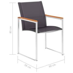 Berkfield Home Garden Chairs 4 pcs Textilene & Stainless Steel Grey - thumbnail 8