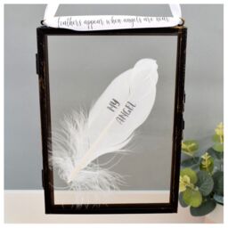 Amaya Rose Ltd My Angel In Memory of Real feather Floating Picture Frame. Memorial in Black - thumbnail 2