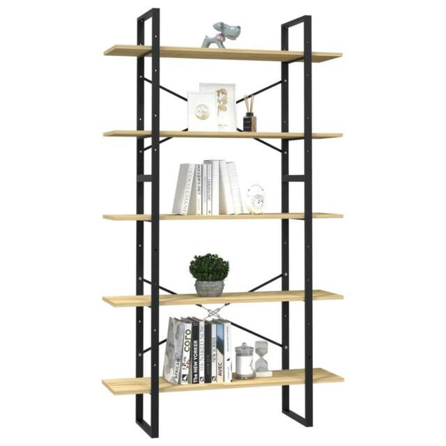 Berkfield Home Modern 5-Tier Book Cabinet 100x30x175 cm Pinewood in Light Tan - Size: 100 x 30 x 175 cm - image 1