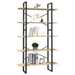 Berkfield Home Modern 5-Tier Book Cabinet 100x30x175 cm Pinewood in Light Tan - Size: 100 x 30 x 175 cm - thumbnail 1