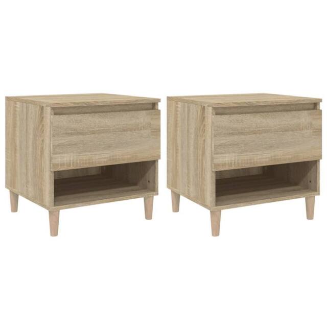 Berkfield Home Bedside Tables 2 pcs Sonoma Oak 50x46x50 Engineered Wood in Brown - image 1