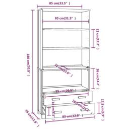 Berkfield Home Highboard HAMAR Solid Wood Pine Honey Brown in Light Brown - thumbnail 8