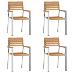 Berkfield Home 5 Piece Garden Dining Set Solid Wood Teak in Brown - thumbnail 6