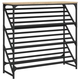 Berkfield Home Shoe Rack Sonoma Oak 90x30x85 cm Engineered Wood - Size: 90 x 30 x 85 cm - thumbnail 3
