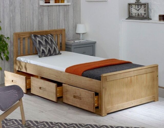 Rest Relax Maxine Wooden Storage Cabin Bed in Beige - Size: Single - image 1