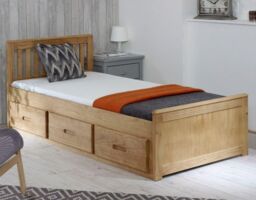 Rest Relax Maxine Wooden Storage Cabin Bed in Beige - Size: Single - thumbnail 2
