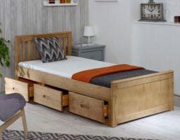 Rest Relax Maxine Wooden Storage Cabin Bed in Beige - Size: Single - thumbnail 1