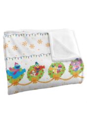 Sesame Street Holiday Wreath Pattern Silky Touch Super Soft Throw Blanket 152 X 127 cm in White - thumbnail 3