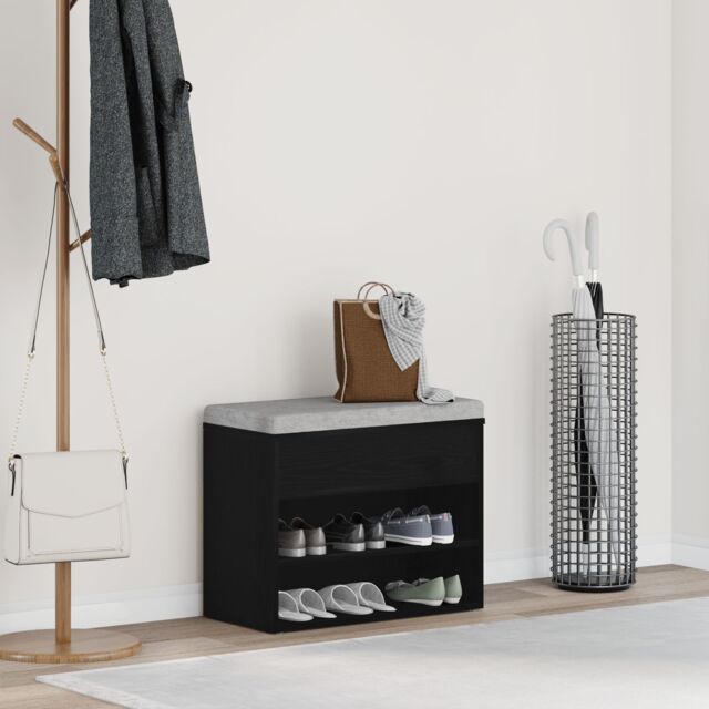 Berkfield Home Hall Bench Black Oak 60x30x45 cm Engineered Wood - Size: 60 x 30 x 45 cm - image 1