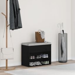 Berkfield Home Hall Bench Black Oak 60x30x45 cm Engineered Wood - Size: 60 x 30 x 45 cm - thumbnail 1