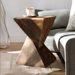 Pirlo Plush Industrial Concrete Indoor Outdoor Side Table Nordic in Brown
