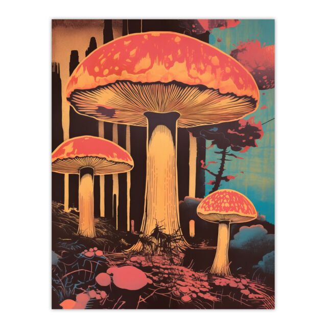 "Artery8 Vintage Mushroom Aesthetic Earthy Forest Screenprint Cep Kitchen Extra Large XL Wall Art Poster Print - Size: W24"" x H32""" - image 1