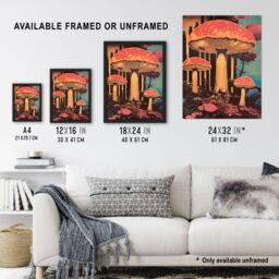 "Artery8 Vintage Mushroom Aesthetic Earthy Forest Screenprint Cep Kitchen Extra Large XL Wall Art Poster Print - Size: W24"" x H32""" - thumbnail 3