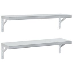 Berkfield Home Wall Shelves 2 pcs 75x23.5 cm Silver Stainless Steel - thumbnail 2