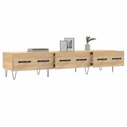 Berkfield Home TV Cabinet Sonoma Oak 150x36x30 cm Engineered Wood in Light Tan - Size: 150 x 36 x 30 cm - thumbnail 4