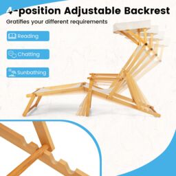 Costway Foldable Beach Lounge Chair Outdoor Camping Chair with Adjustable Canopy in Beige - thumbnail 6