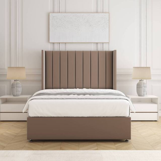 "BSSPOKE Hannah Divan Bed Set Plush Velvet 54""Headboard & Mattress No Drawers in Bronze - Size: King" - image 1