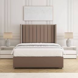 "BSSPOKE Hannah Divan Bed Set Plush Velvet 54""Headboard & Mattress No Drawers in Bronze - Size: King" - thumbnail 1