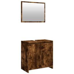Berkfield Home 2 Piece Bathroom Furniture Set Smoked Oak Engineered Wood in Brown - thumbnail 1