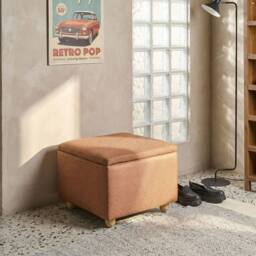 Wyld and Coco Storage Pouffe - Golden Brown Water-Repellent Fabric - thumbnail 1