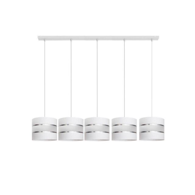 Netlighting Helen Straight Bar Pendant Ceiling Light White Silver 115cm