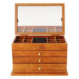 Kelvenix Large Capacity Wooden Jewelry Box Jewelry Organizer in Brown - thumbnail 4