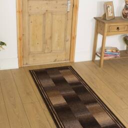 runrug Hallway Carpet Runner Rug - Soft & Comfy, Non-Slip, 8mm - 'Ikat' in Brown - Size: 100 cm x 270 cm - thumbnail 1