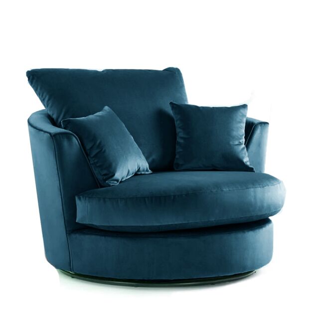Furnishings For Less UK Victoria Soft Plush Velvet Fabric Swivel Chair 360 Rotation Single Seater in Black - image 1