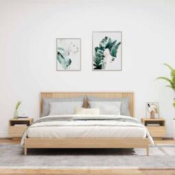 Berkfield Home Bedside Cabinets with LED Lights 2 pcs Sonoma Oak 40x39x37 cm in Light Tan - Size: 40 x 39 x 37 cm - thumbnail 3