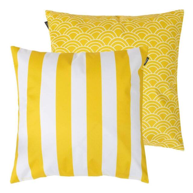 icon Deck Stripe Set of 2 Navy Blue Outdoor Cushion in Yellow - Size: 43 cm x 43 cm - image 1