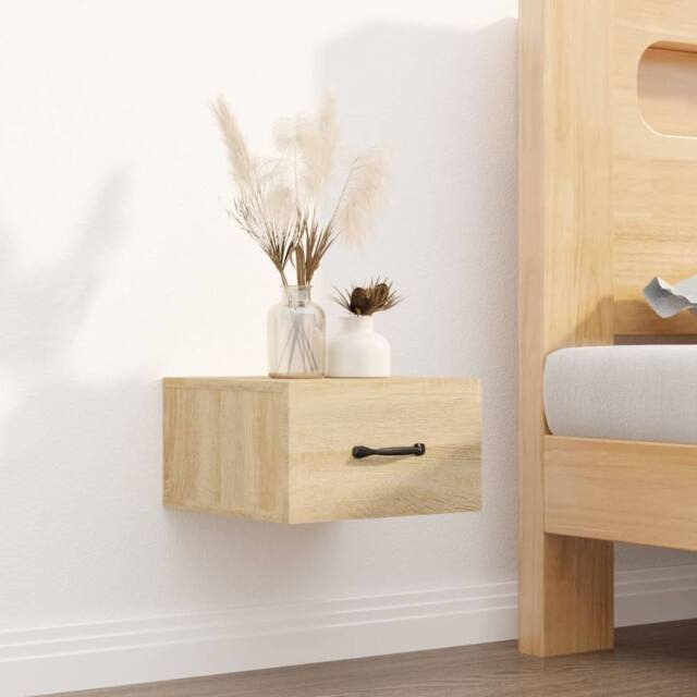 Berkfield Home Wall-mounted Bedside Cabinet Sonoma Oak 35x35x20 cm in Brown - Size: 35 x 35 x 20 cm - image 1