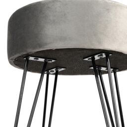 Harbour Housewares Round Velvet Footstools - H40 x D35cm - Black Hairpin Legs - Pack of 2 in Grey - thumbnail 6