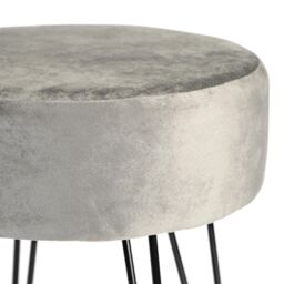 Harbour Housewares Round Velvet Footstools - H40 x D35cm - Black Hairpin Legs - Pack of 2 in Grey - thumbnail 5