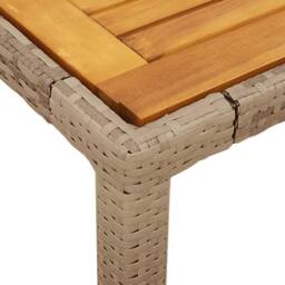 Berkfield Home Garden Table Beige 90x90x75 cm Poly Rattan Acacia Wood - Size: 90 x 90 x 75 cm - thumbnail 9