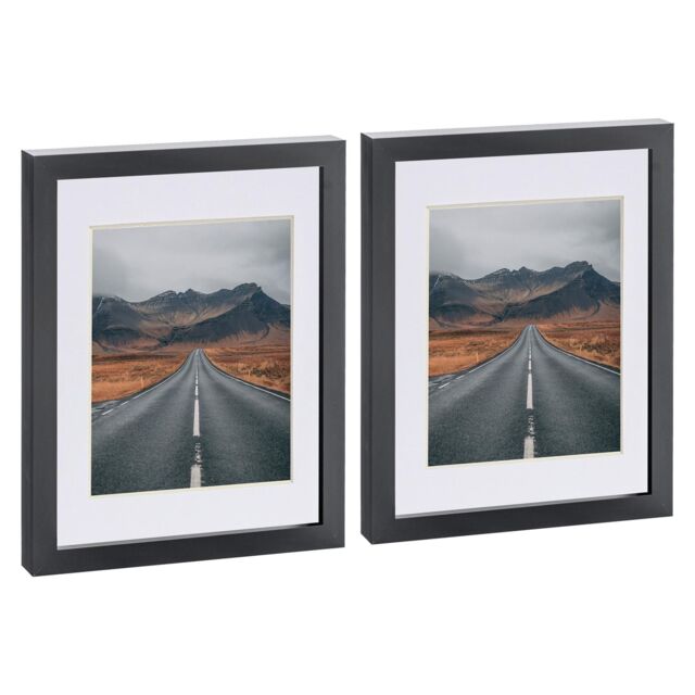 "Nicola Spring Photo Frames with 5"" x 7"" Mount - 8"" x 10"" - Ivory Mount - Pack of 2 in Black" - image 1