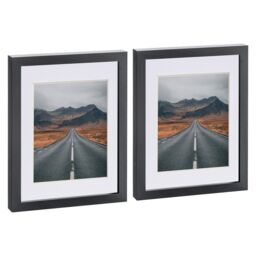 "Nicola Spring Photo Frames with 5"" x 7"" Mount - 8"" x 10"" - Ivory Mount - Pack of 2 in Black" - thumbnail 1
