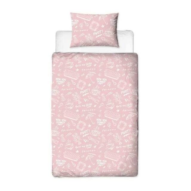 Friends Coffee Reversible Duvet Set in Pale Pink - Size: Single - image 1