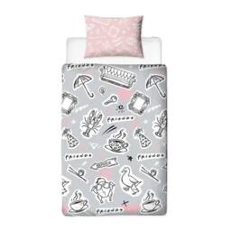 Friends Coffee Reversible Duvet Set in Pale Pink - Size: Single - thumbnail 2