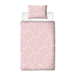 Friends Coffee Reversible Duvet Set in Pale Pink - Size: Single